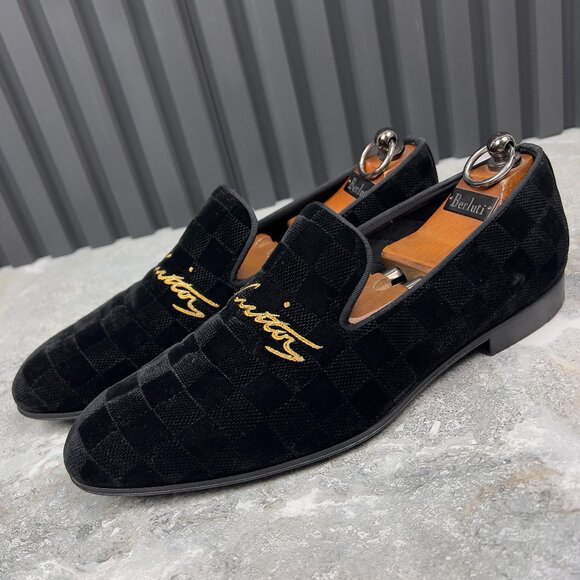 Louis Vuitton Auteuil Loafers Damier Black Velour 7.5 LV or 8.5 US or 41.5 EUR - Picture 9 of 16